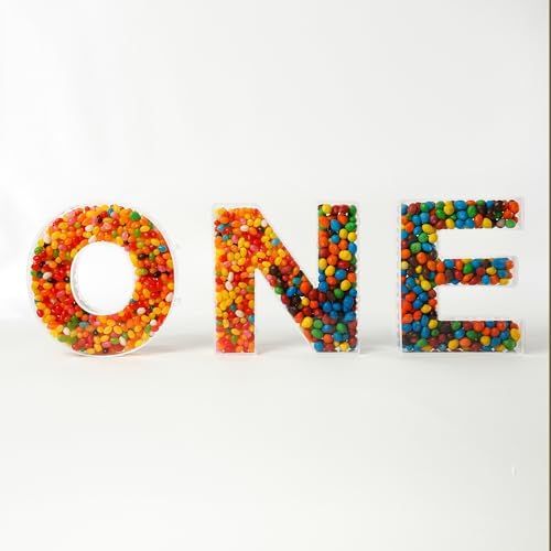 Fillable Alphabet Acrylic Tray Letter Candy Jar Reusable Party Food Jar with Magnetic Lid 10-Inch Sealed, alternate view 4