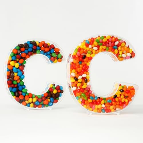 Fillable Alphabet Acrylic Tray Letter Candy Jar Reusable Party Food Jar with Magnetic Lid 10-Inch Sealed, alternate view 5