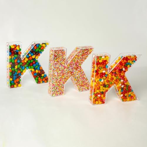 Fillable Alphabet Acrylic Tray Letter Candy Jar Reusable Party Food Jar with Magnetic Lid 10-Inch Sealed, alternate view 4