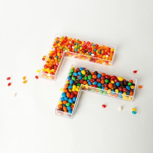 Fillable Alphabet Acrylic Tray Letter Candy Jar Reusable Party Food Jar with Magnetic Lid 10-Inch Sealed, alternate view 6