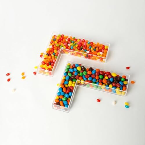 Fillable Alphabet Acrylic Tray Letter Candy Jar Reusable Party Food Jar with Magnetic Lid 10-Inch Sealed, alternate view 5