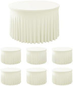 Fitted Beige Spandex Table Skirts for Wedding Party,60 Inch Round,6 Pack in 60R Inch| 6 Pack in Butter Cream