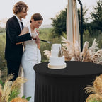 Fitted Black Spandex Table Skirts for Wedding Party,72 Inch Round,4 Pack in 72R Inch| 4 Pack in Black, alternate view 4