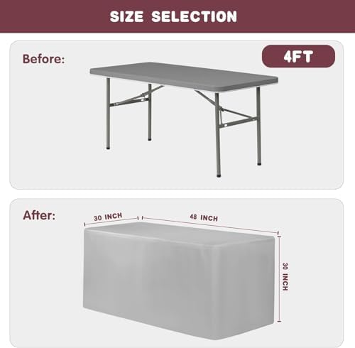 Fitted Black Tablecloths For Folding Rectangle Tables 2 Pcs 48 x 30 Inch in 4FT(30x48)| 2 Pack in Black, alternate view 6