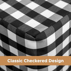 Fitted Checkered Tablecloths for 6 Foot Tables - White and Black - 2 Pack in 6FT|2 Pack in White and Black, alternate view 2