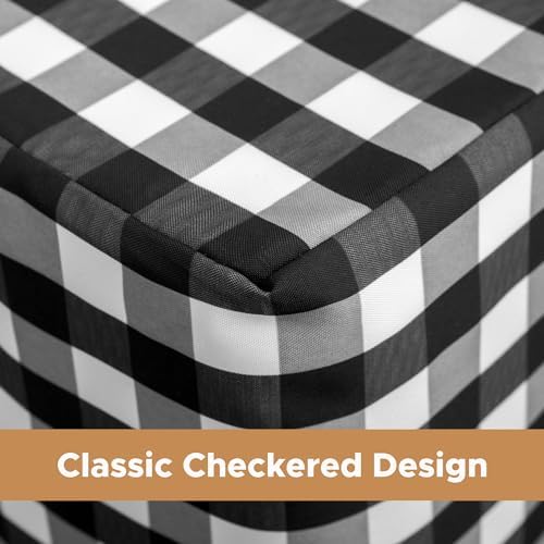 Fitted Checkered Tablecloths for 6 Foot Tables - White and Black - 2 Pack in 6FT|2 Pack in White and Black, alternate view 2