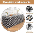 Fitted Checkered Tablecloths for 6 Foot Tables - White and Black - 2 Pack in 6FT|2 Pack in White and Black, alternate view 3