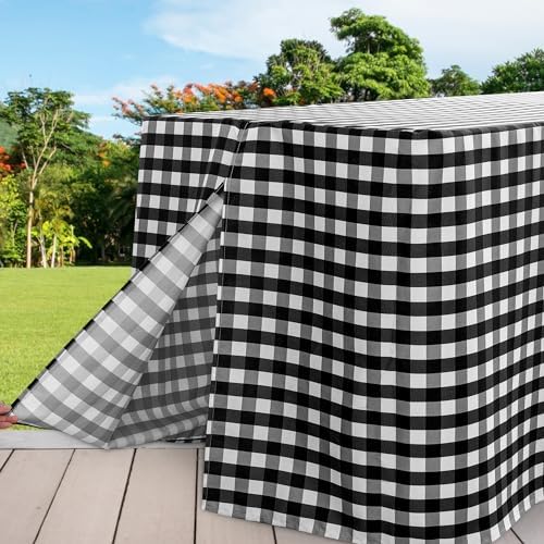 Fitted Checkered Tablecloths for 6 Foot Tables - White and Black - 2 Pack in 6FT|2 Pack in White and Black, alternate view 5