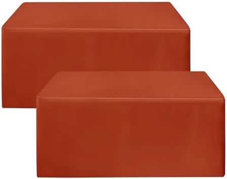 Fitted Fall Tablecloths For 4 Foot Rectangle Tables, Vendor Booth 2 Pcs Rust in 4FT|2 Pack in Rust