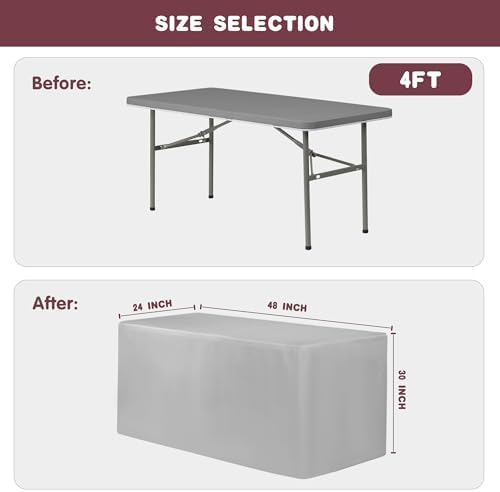 Fitted Fall Tablecloths For 4 Foot Rectangle Tables, Vendor Booth 2 Pcs Rust in 4FT|2 Pack in Rust, alternate view 5