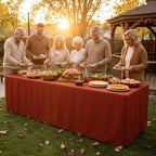 Fitted Fall Tablecloths For 8 Foot Rectangle Tables for Vendor 2 Pcs Rust in 8FT|2 Pack in Rust, alternate view 5