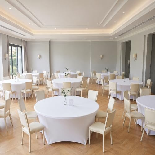 Fitted Round Table Cloth 6ft-Spandex Elastic Stretch White Table Covers, alternate view 7