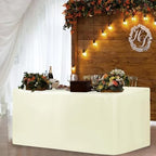 Fitted Table Cloths For 4 Foot Rectangle Tables, Vendor Booth 2 Pcs Beige in 4FT|2 Pack in Butter Cream, alternate view 5