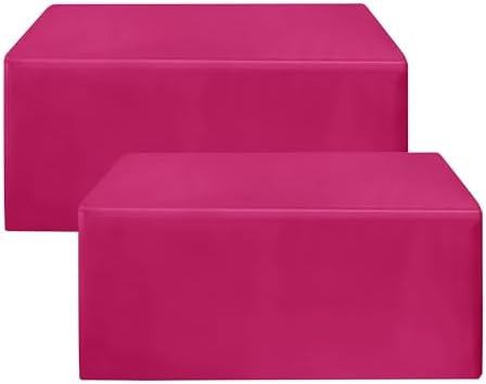 Fitted Table Cloths For 4 Foot Rectangle Tables, Vendor Booth 2 Pcs Fuchsia in 4FT|2 Pack in Fuchsia