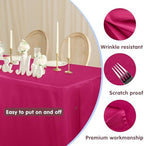 Fitted Table Cloths For 4 Foot Rectangle Tables, Vendor Booth 2 Pcs Fuchsia in 4FT|2 Pack in Fuchsia, alternate view 2