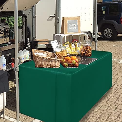 Fitted Table Cloths For 4 Foot Rectangle Tables, Vendor Booth 2 Pcs Green in 4FT|2 Pack in Green, alternate view 5