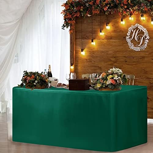 Fitted Table Cloths For 4 Foot Rectangle Tables, Vendor Booth 2 Pcs Green in 4FT|2 Pack in Green, alternate view 6