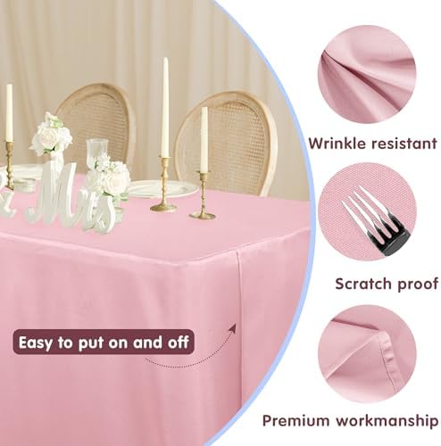 Fitted Table Cloths For 4 Foot Rectangle Tables, Vendor Booth 2 Pcs Pink in 4FT|2 Pack in Pink, alternate view 2