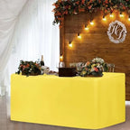 Fitted Table Cloths For 4 Foot Rectangle Tables, Vendor Booth 2 Pcs Yellow in 4FT|2 Pack in Yellow, alternate view 5