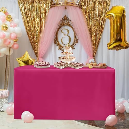 Fitted Table Cloths For 6 Foot Rectangle Tables, Vendor Booth 2 Pack Fuchsia in 6FT|2 Pack in Fuchsia, alternate view 4