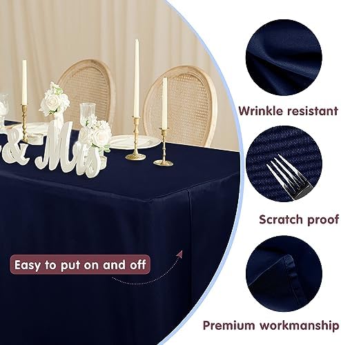Fitted Table Cloths For 6 Foot Rectangle Tables, Vendor Booth 2 Pack Navy in 6FT|2 Pack in Navy, alternate view 2