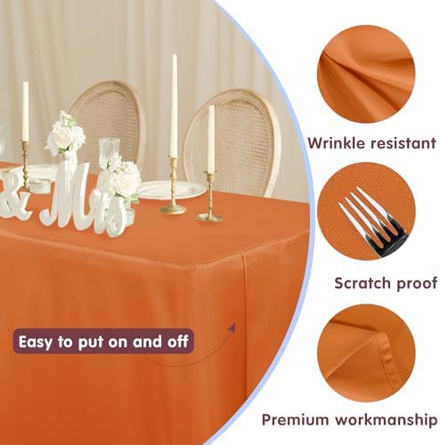 Fitted Table Cloths For 6 Foot Rectangle Tables, Vendor Booth 2 Pack Orange in 6FT|2 Pack in Orange, alternate view 2
