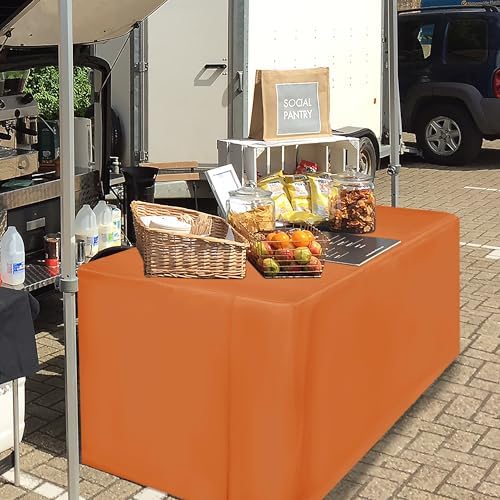 Fitted Table Cloths For 6 Foot Rectangle Tables, Vendor Booth 2 Pack Orange in 6FT|2 Pack in Orange, alternate view 5