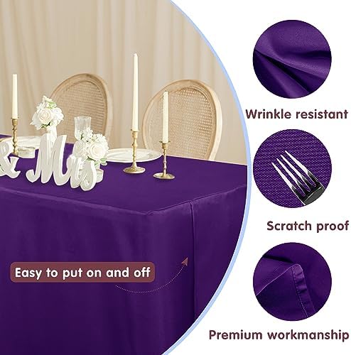 Fitted Table Cloths For 6 Foot Rectangle Tables, Vendor Booth 2 Pack Purple in 6FT|2 Pack in Purple, alternate view 2