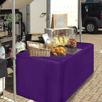 Fitted Table Cloths For 6 Foot Rectangle Tables, Vendor Booth 2 Pack Purple in 6FT|2 Pack in Purple, alternate view 4