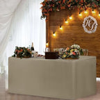 Fitted Table Cloths For 6 Foot Rectangle Tables, Vendor Booth 2 Pack Taupe in 6FT|2 Pack in Taupe, alternate view 4