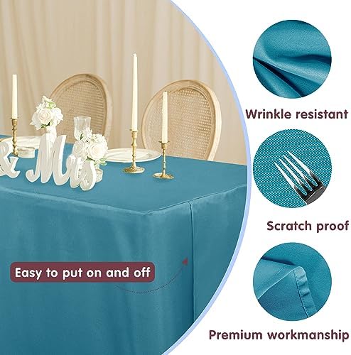 Fitted Table Cloths For 6 Foot Rectangle Tables, Vendor Booth 2 Pack Teal in 6FT|2 Pack in Teal, alternate view 2