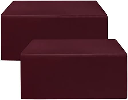 Fitted Table Cloths For 6 Foot Rectangle Tables, Vendor Booth 2 Pcs Burgundy in 6FT|2 Pack in Burgundy