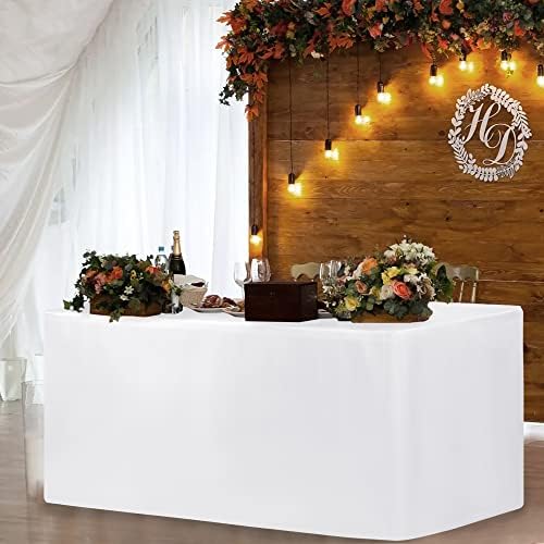 Fitted Table Cloths For 6 Foot Rectangle Tables, Vendor Booth 4 Pack White in 6FT|4 Pack in White, alternate view 3