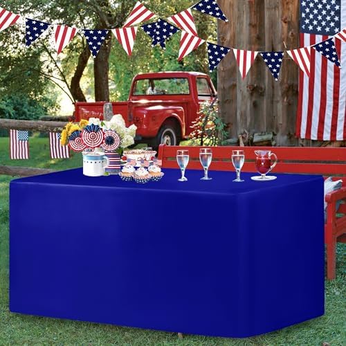 Fitted Table Cloths For 8 Foot Rectangle Tables 2 Pack Royal Blue in 8FT|2 Pack in Royal Blue, alternate view 2