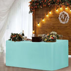 Fitted Table Cloths For 8 Foot Rectangle Tables, Vendor Booth 2 Pack Aqua in 8FT|2 Pack in Aqua, alternate view 4