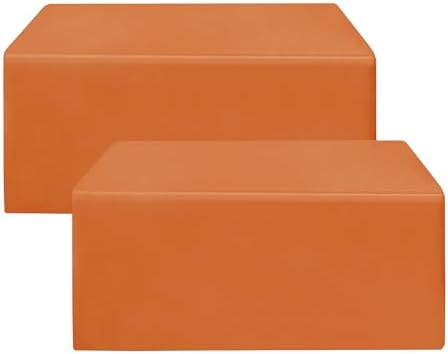 Fitted Table Cloths For 8 Foot Rectangle Tables, Vendor Booth 2 Pack Orange in 8FT|2 Pack in Orange