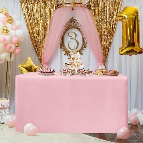 Fitted Table Cloths For 8 Foot Rectangle Tables, Vendor Booth 2 Pack Pink in 8FT|2 Pack in Pink, alternate view 3