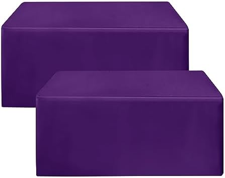 Fitted Table Cloths For 8 Foot Rectangle Tables, Vendor Booth 2 Pack Purple in 8FT|2 Pack in Purple