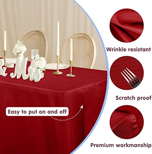 Fitted Table Cloths For 8 Foot Rectangle Tables, Vendor Booth 2 Pack Red in 8FT|2 Pack in Red, alternate view 3