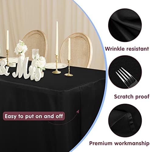 Fitted Table Cloths For 8 Foot Rectangle Tables, Vendor Booth 4 Pack Black in 8FT|4 Pack in Black, alternate view 2