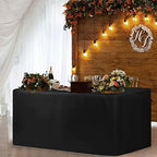 Fitted Table Cloths For 8 Foot Rectangle Tables, Vendor Booth 4 Pack Black in 8FT|4 Pack in Black, alternate view 3