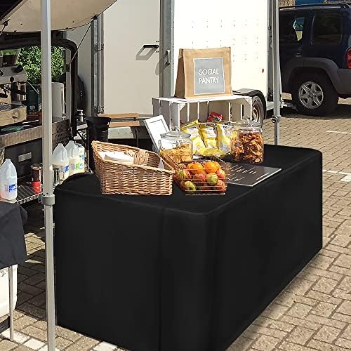 Fitted Table Cloths For 8 Foot Rectangle Tables, Vendor Booth 4 Pack Black in 8FT|4 Pack in Black, alternate view 4