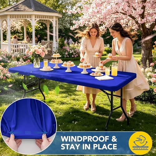 Fitted Tablecloth for 6 Foot Rectangle Tables-Elastic Picnic Table Covers, alternate view 3