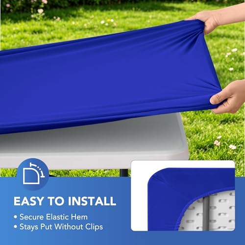 Fitted Tablecloth for 6 Foot Rectangle Tables-Elastic Picnic Table Covers, alternate view 4