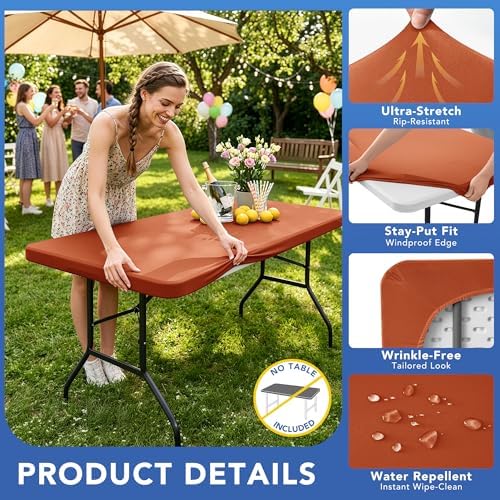 Fitted Tablecloth for 6 Foot Rectangle Tables-Fall Thanksgiving Table Cover, alternate view 2