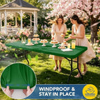 Fitted Tablecloth for 6 Foot Rectangle Tables-Green Picnic Table Cover, alternate view 3