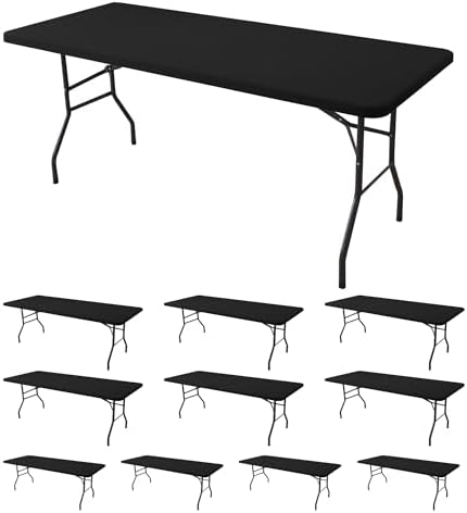 Fitted Tablecloth for 8 Foot Rectangle Tables-Black Picnic Table Covers