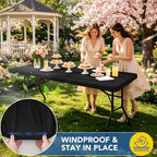 Fitted Tablecloth for 8 Foot Rectangle Tables-Black Picnic Table Covers, alternate view 3