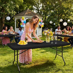 Fitted Tablecloth for 8 Foot Rectangle Tables-Black Picnic Table Covers, alternate view 7