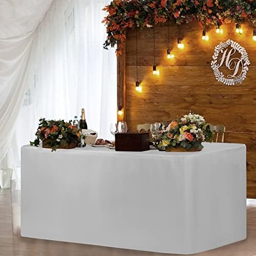 Fitted Tablecloths For 6 Foot Rectangle Tables 2 Pack Silver Grey in 6FT|2 Pack in Silver Grey, alternate view 5